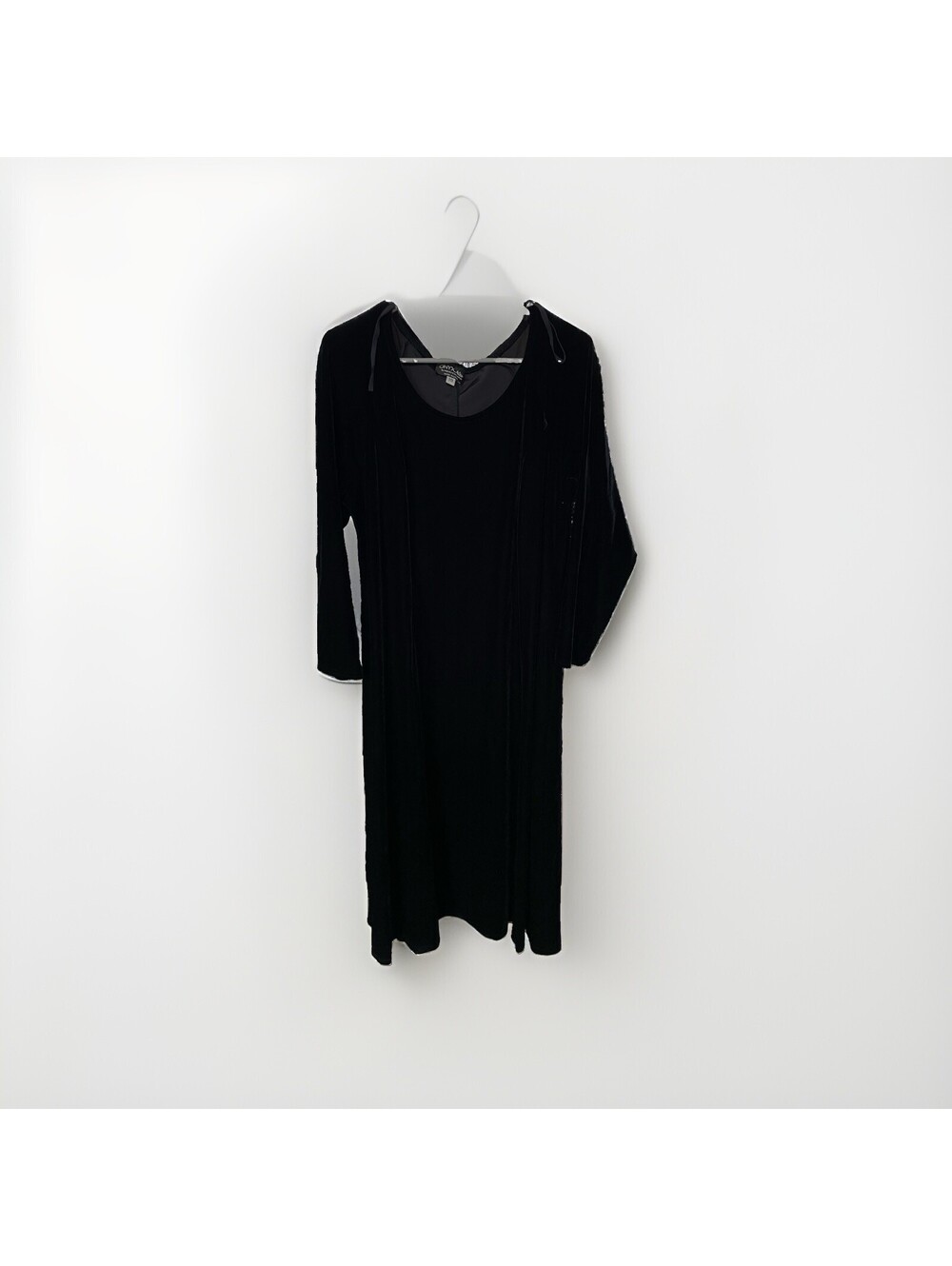 Vintage 90s Y2K Onyx Nite Velvet Dress Long Sleeve Size 18 Black